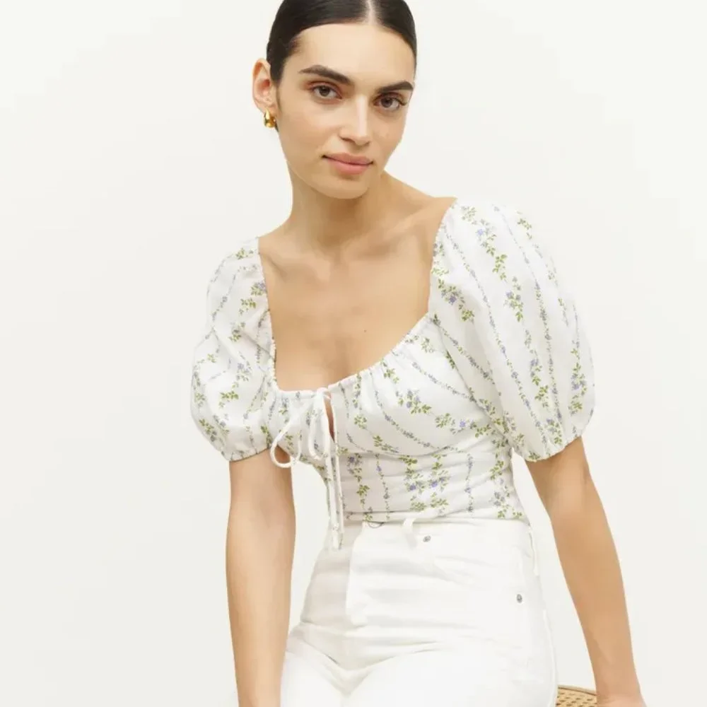 Reformation Rory Linen Top in Chalet